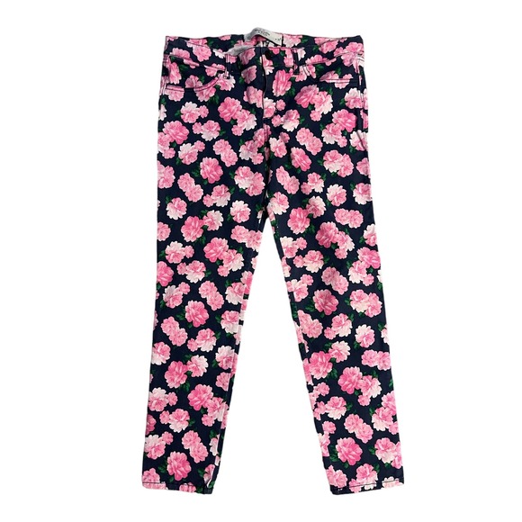 Abercrombie &‎ Fitch Pink & Blue Floral Buttery Soft Stretch Ankle Pants Size 10 - Picture 1 of 7